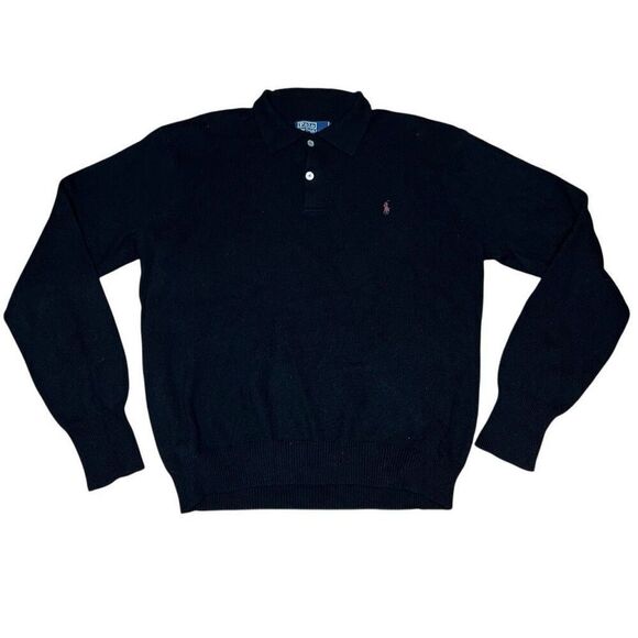 Vintage 90s Polo Lambswool Collared Sweater Pullover Large - Picture 1 of 10